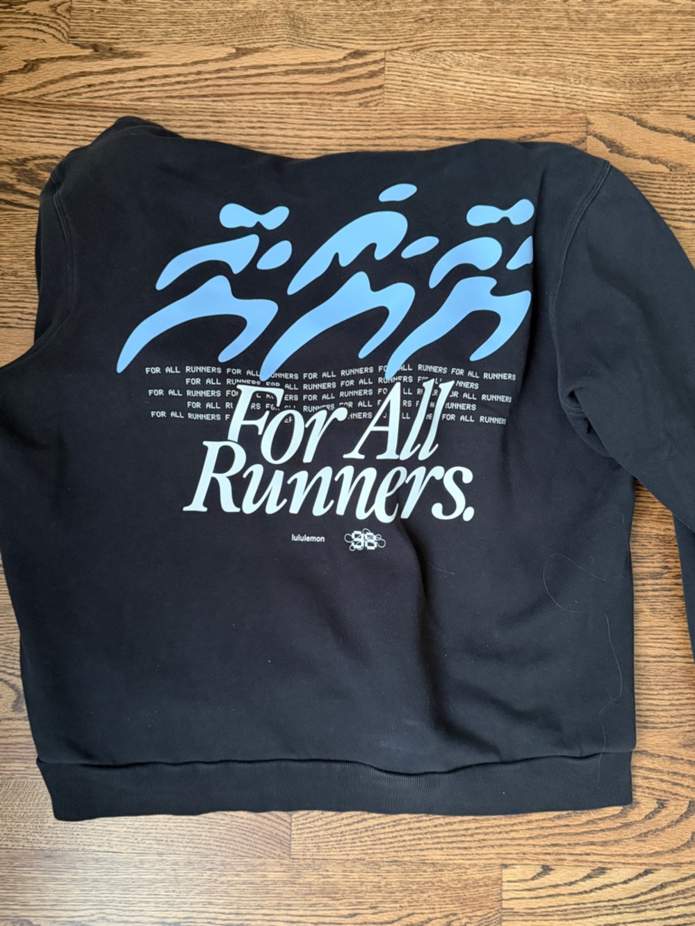 lululemon athletica Black Sweatshirt with Light Blue & White Graphic